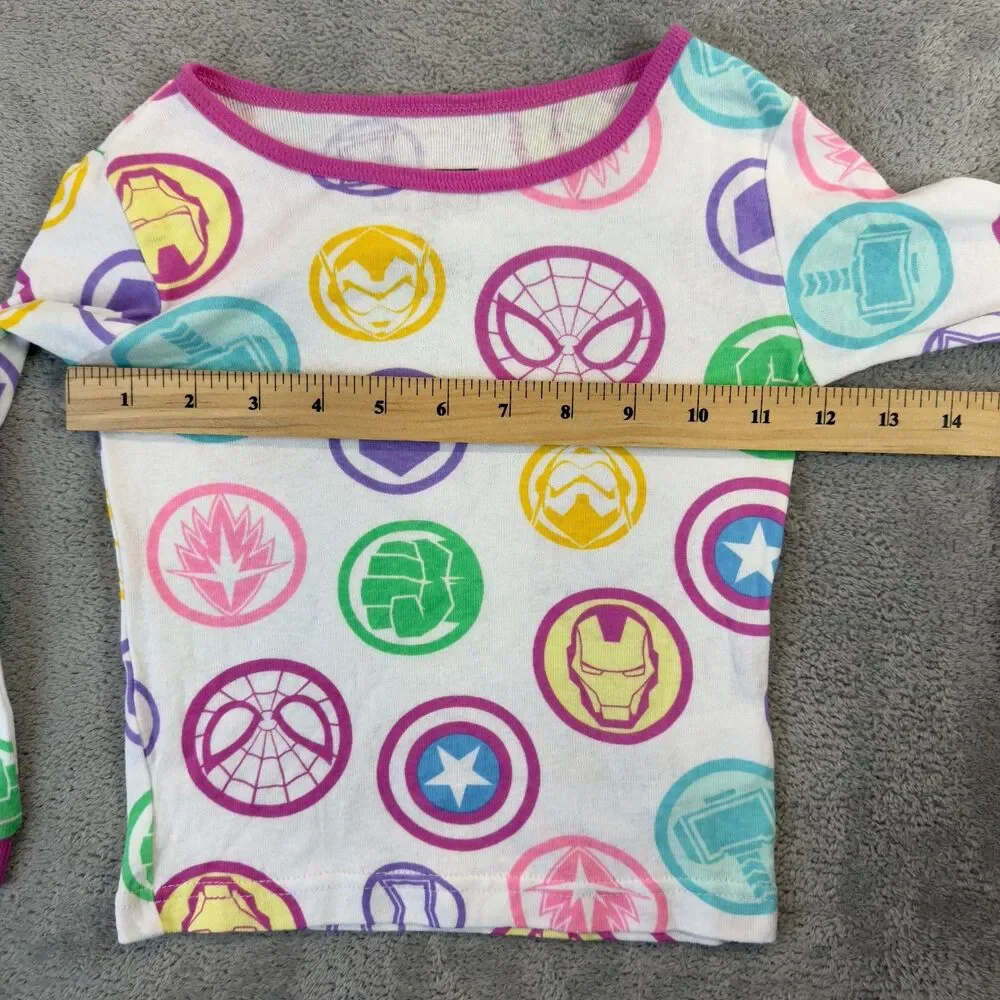 Marvel Pajama Shirt Kids 4T White Toddler Spiderman Iron Man Captain America Top